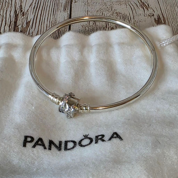 PANDORA Moments 925 Silver Sparkling Shooting Star Clasp Size 6.75 - Picture 2 of 5